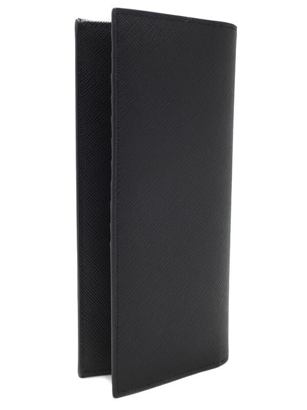 Prada Bi Saffiano Long Leather fold Wallet Black
